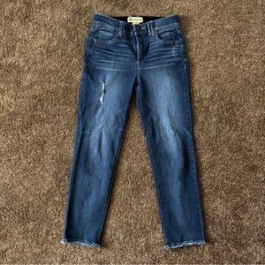 Democracy Blue Straight Leg Jeans with Distressed Details